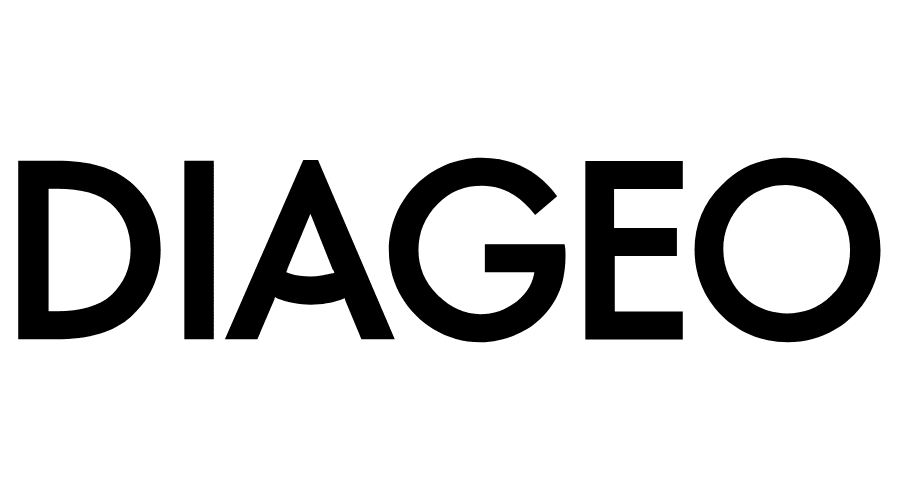 The image shows the logo of Diageo. The logo features the brand name DIAGEO in bold, black uppercase letters on a white background.